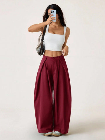 Vintage Casual Hippie Street Oversized Blue Striped Textured Wide Leg Pants