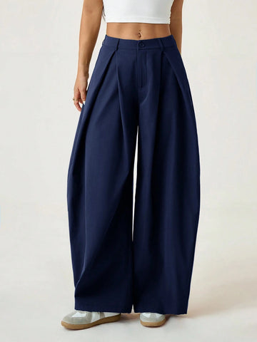 Vintage Casual Hippie Street Oversized Blue Striped Textured Wide Leg Pants