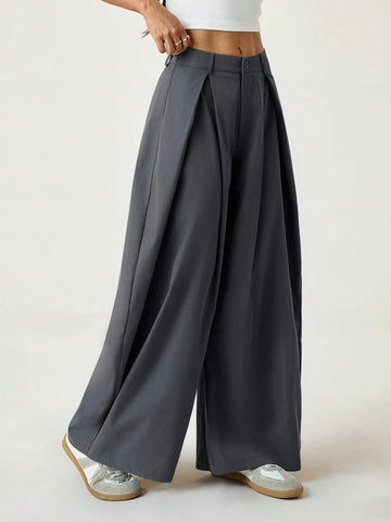 Vintage Casual Hippie Street Oversized Blue Striped Textured Wide Leg Pants