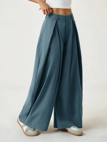Vintage Casual Hippie Street Oversized Blue Striped Textured Wide Leg Pants