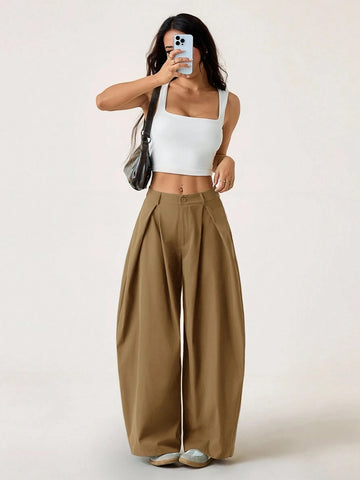 Vintage Casual Hippie Street Oversized Blue Striped Textured Wide Leg Pants
