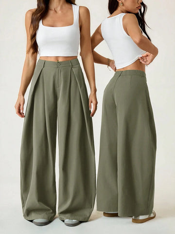 Vintage Casual Hippie Street Oversized Blue Striped Textured Wide Leg Pants