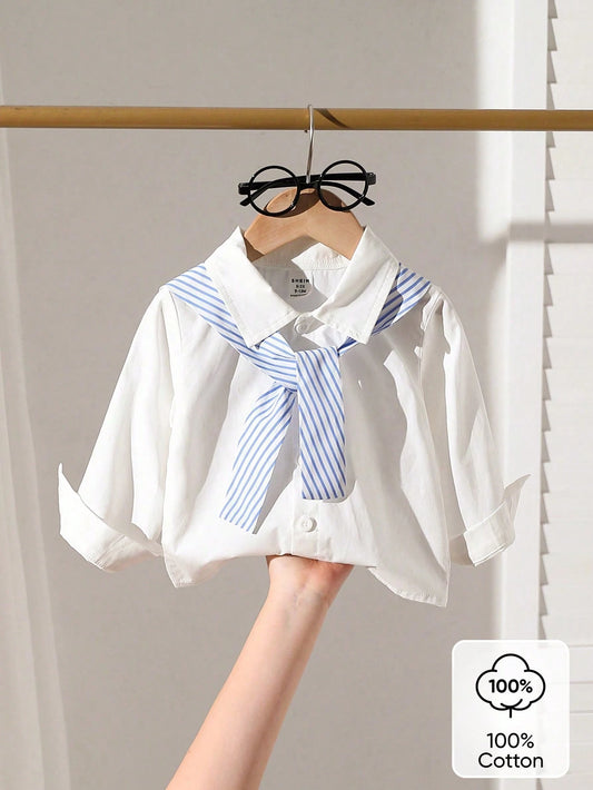Baby Boy Casual Long Sleeve Blue Cape Paired With White Shirt