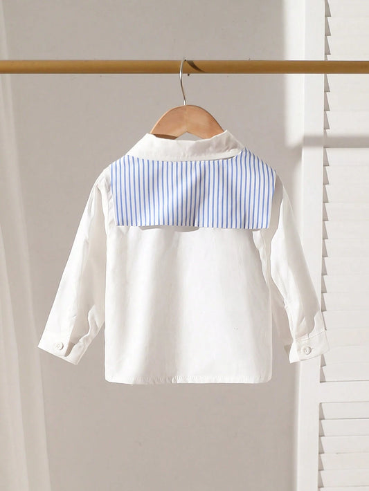Baby Boy Casual Long Sleeve Blue Cape Paired With White Shirt