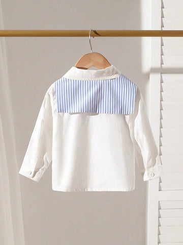 Baby Boy Casual Long Sleeve Blue Cape Paired With White Shirt