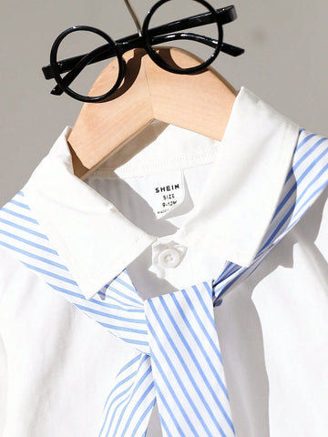 Baby Boy Casual Long Sleeve Blue Cape Paired With White Shirt