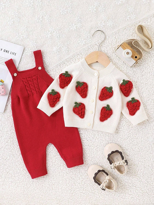 Baby Girls Fashionable Cute Versatile Top & Knit Jumpsuit