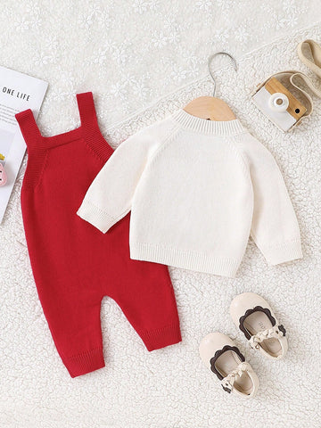 Baby Girls Fashionable Cute Versatile Top & Knit Jumpsuit