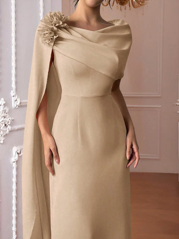 Firerie Women's Elegant Romantic Delicate Pleated Dress With Long Sleeves