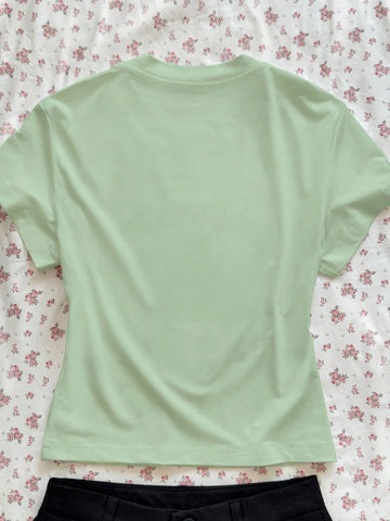 Women's Letter & Strawberry Print Round Neck Short Sleeve Casual T-Shirt