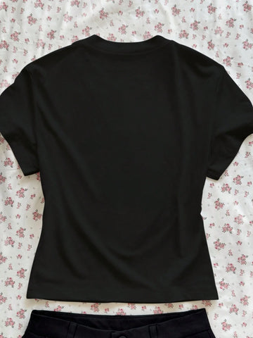 Women's Letter & Strawberry Print Round Neck Short Sleeve Casual T-Shirt