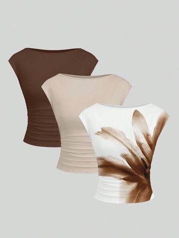 Cutout Backless Moisture-Wicking Fitted Women's T-Shirt Set