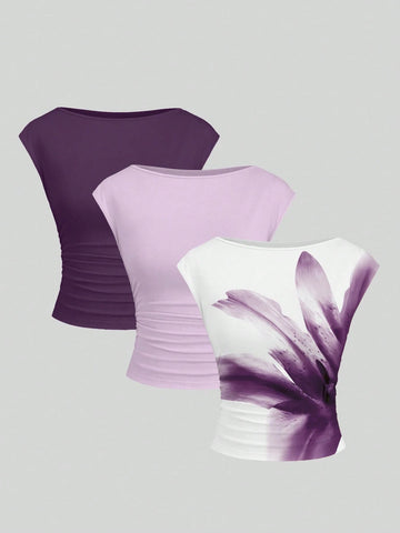 Cutout Backless Moisture-Wicking Fitted Women's T-Shirt Set
