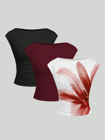 Cutout Backless Moisture-Wicking Fitted Women's T-Shirt Set