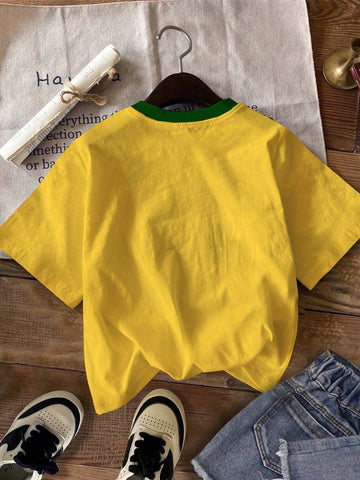 Vintage Letter & Number Badge Motif Mesh Knit Oversized T-Shirt