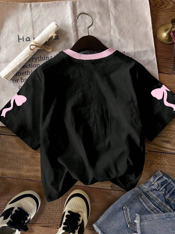 Vintage Letter & Number Badge Motif Mesh Knit Oversized T-Shirt