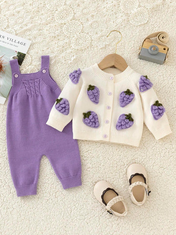 Baby Girls Fashionable Cute Versatile Top & Knit Jumpsuit