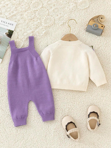 Baby Girls Fashionable Cute Versatile Top & Knit Jumpsuit