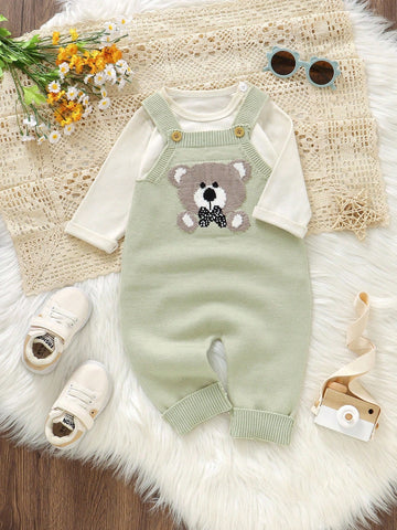 Vintaside Kids Baby Boy Stylish Bear Jacquard Knit Romper