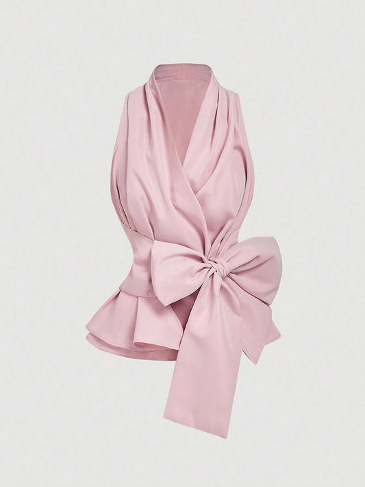 Elegant Summer Chiffon Bow Top