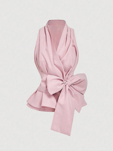 Elegant Summer Chiffon Bow Top