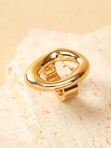Anewsta Asymmetrical Hollow Out Reflective Statement Ring