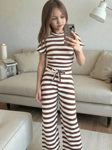 Textured Knit Side Ruched Mock Neck Snug Fit Top And Wide Leg Pant