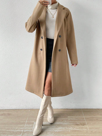 Uhlyne Lapel Neck Double Breasted Overcoat