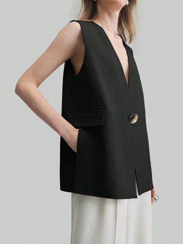 Casual Loose Fit Women Vest Jacket