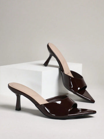 Women Comfortable Kitten Heel Pointy Toe Heel Sandals
