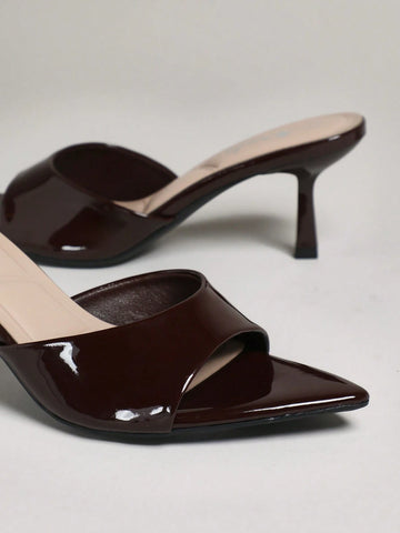 Women Comfortable Kitten Heel Pointy Toe Heel Sandals