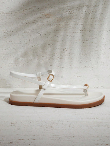 Women's Comfortable Gold Metal Toe Ring Flat Sandals