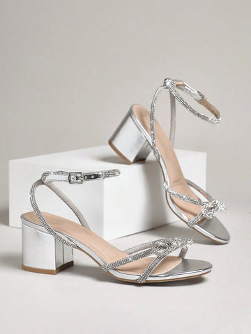 SHUZIA Women's Fashionable Rhinestone High Heel Sandals