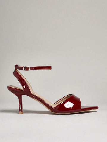 Women Comfortable Kitten Heel Pointy Toe Heel Sandals