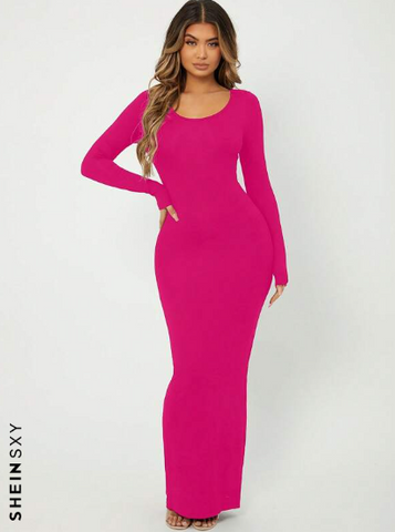 SXY Solid Maxi Bodycon Dress