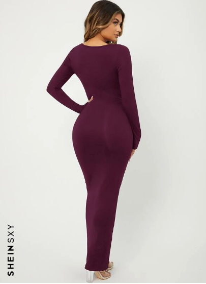 SXY Solid Maxi Bodycon Dress