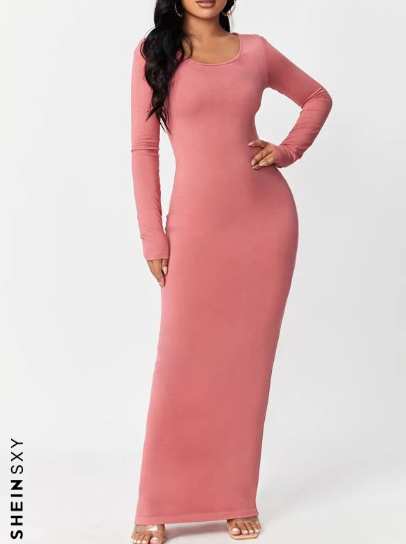 SXY Solid Maxi Bodycon Dress