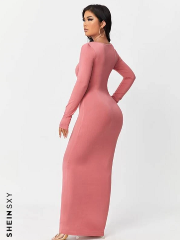 SXY Solid Maxi Bodycon Dress