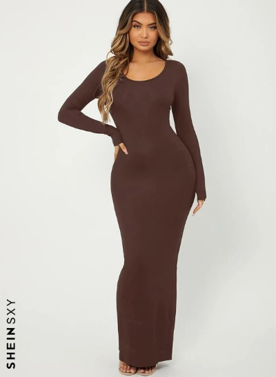 SXY Solid Maxi Bodycon Dress