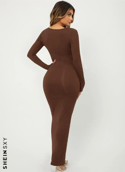 SXY Solid Maxi Bodycon Dress