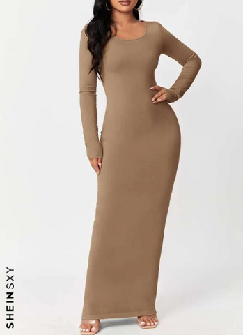 SXY Solid Maxi Bodycon Dress