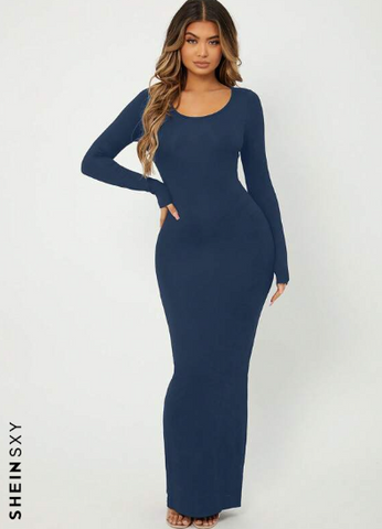 SXY Solid Maxi Bodycon Dress