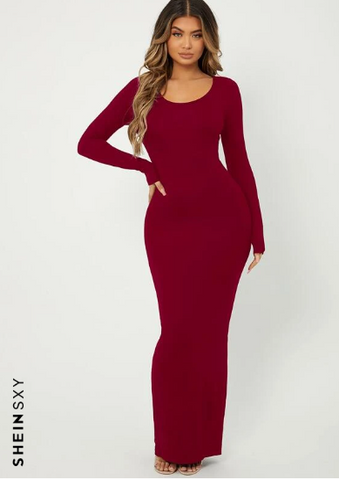 SXY Solid Maxi Bodycon Dress