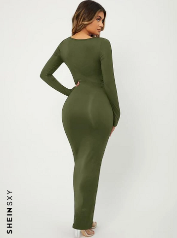 SXY Solid Maxi Bodycon Dress