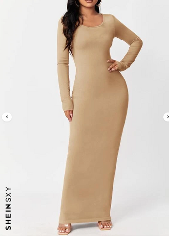 SXY Solid Maxi Bodycon Dress