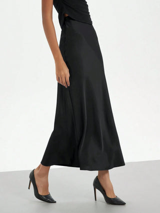 Fashion Women's Elastic Satin Feeling Satin Maxi Skirt