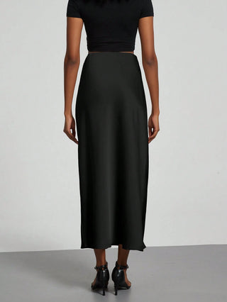 Fashion Women's Elastic Satin Feeling Satin Maxi Skirt