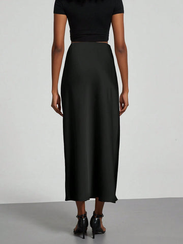 Fashion Women's Elastic Satin Feeling Satin Maxi Skirt