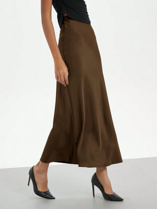 Se-Helo Fashion Women's Elastic Satin Finish Maxi Skirt
