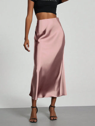 Se-Helo Fashion Women's Elastic Satin Finish Maxi Skirt